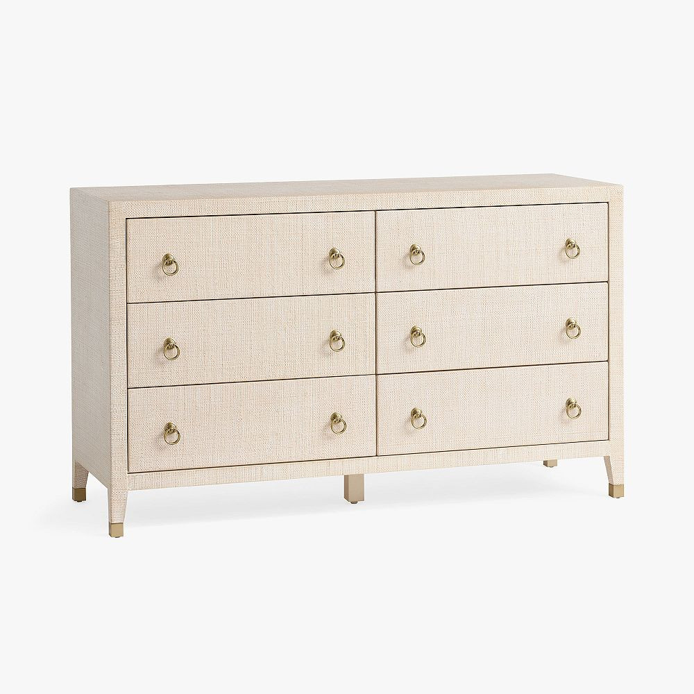 AERIN Raffia 6-Drawer Dresser (56w x 19d") | Pottery Barn Teen