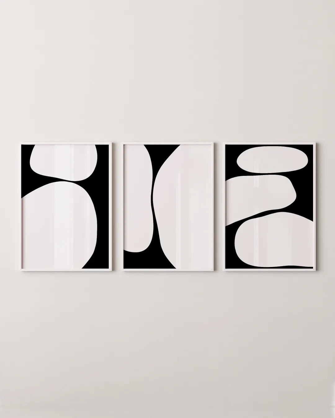 Abstract Black and White Organic Shapes Wall Art Set | Modern Minimalist Decor | Print Set of 3 |... | Etsy (US)
