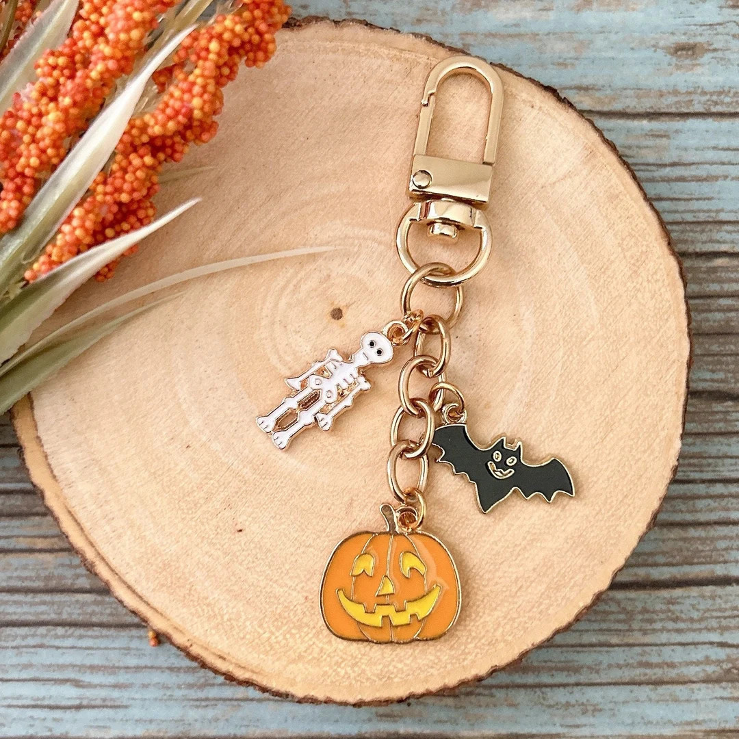 Pumpkin Bat Skeleton Enamel Keychain | Halloween Ghost Skeleton Keychain With Charm | Cute Hallow... | Etsy (US)