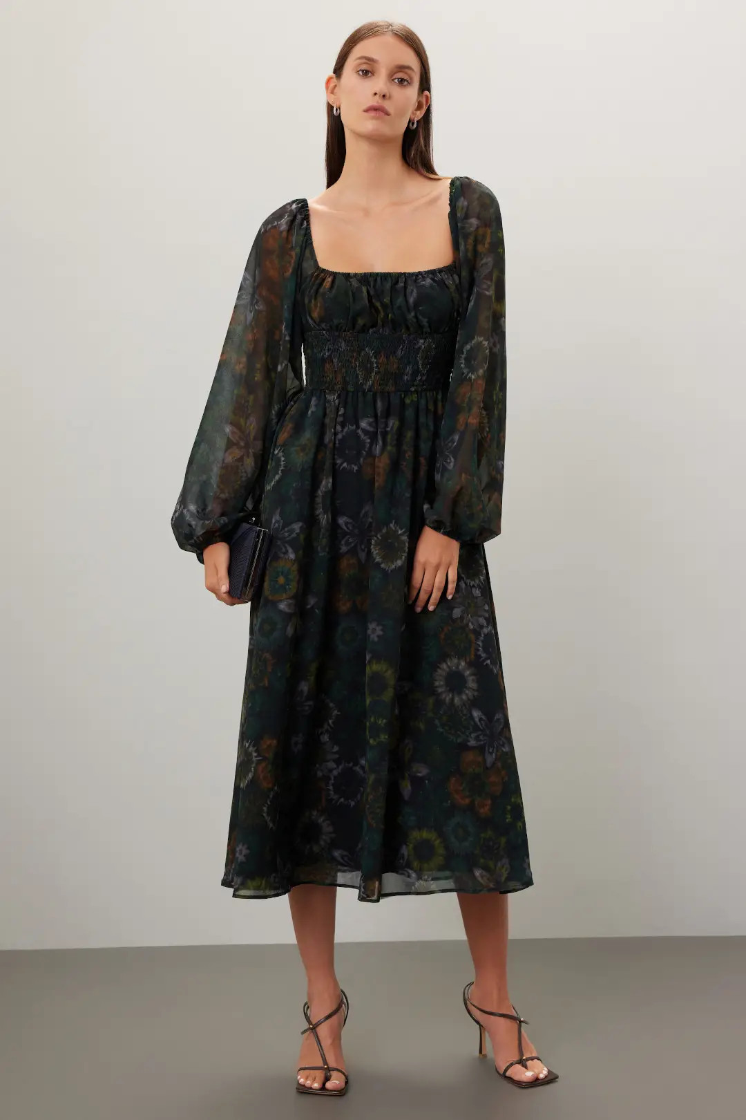 Square Neck Printed Midi Dress | Rent the Runway