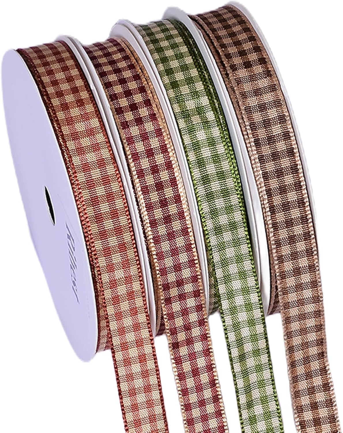 Ribest Fall Gingham Ribbon, 3/8 inch 4 Rolls 40 Yard, Autumn Harvest Plaid Ribbon for Gift Wrapping Crafts Home Decor | Amazon (US)