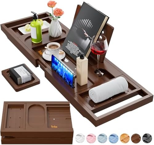 Bathtub Trays for Tub,Bath Tray, Foldable Bathtub Caddy,Brown | Amazon (US)