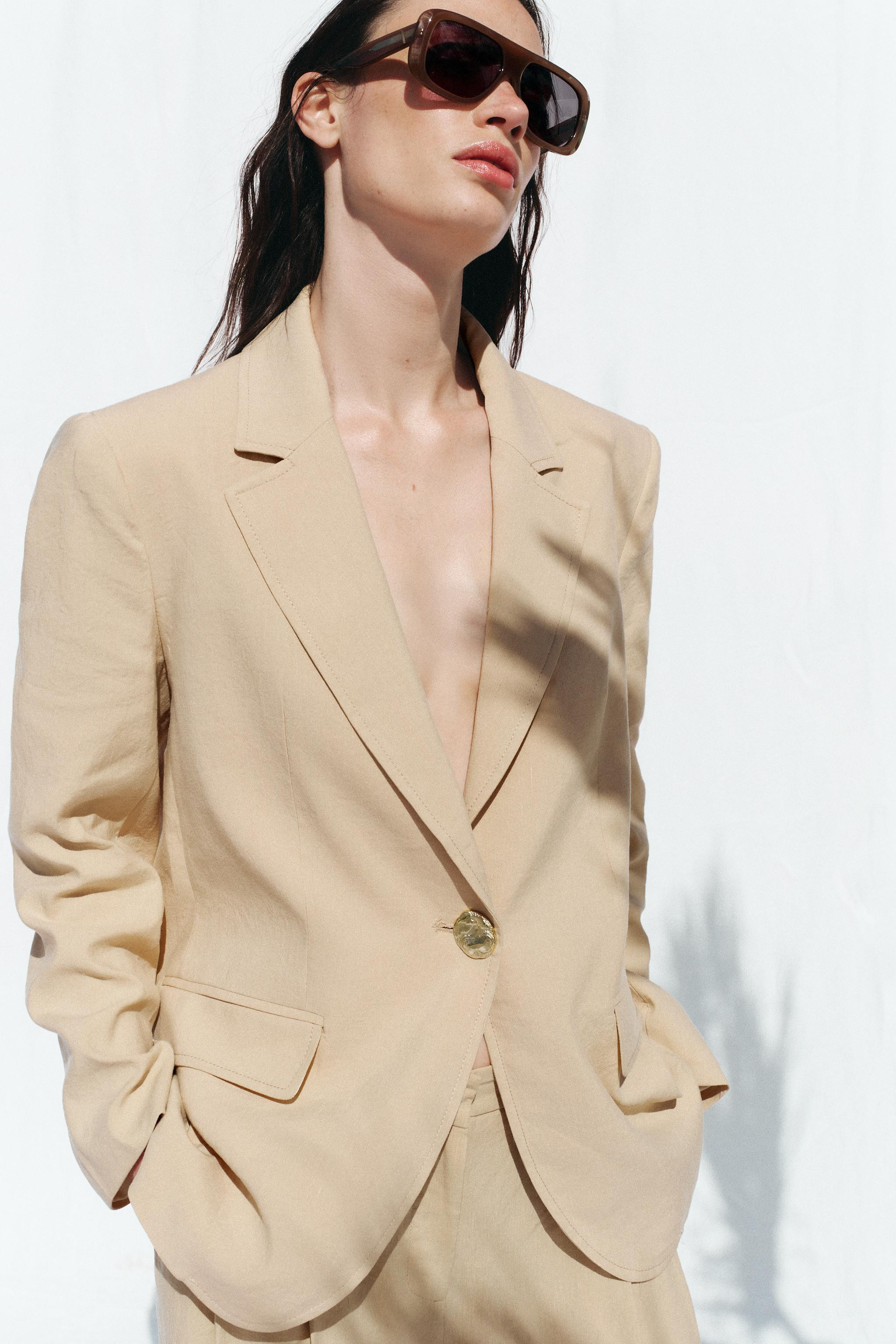 ONE-BUTTON LINEN BLEND BLAZER | Zara UK