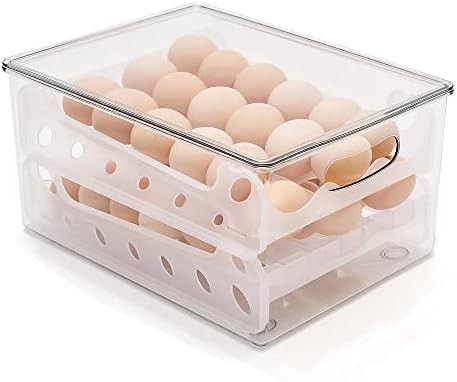 Large Capacity Egg Holder for Refrigerator 36 Egg Storage Container 7° Slide Design 2-Multi-Laye... | Amazon (US)