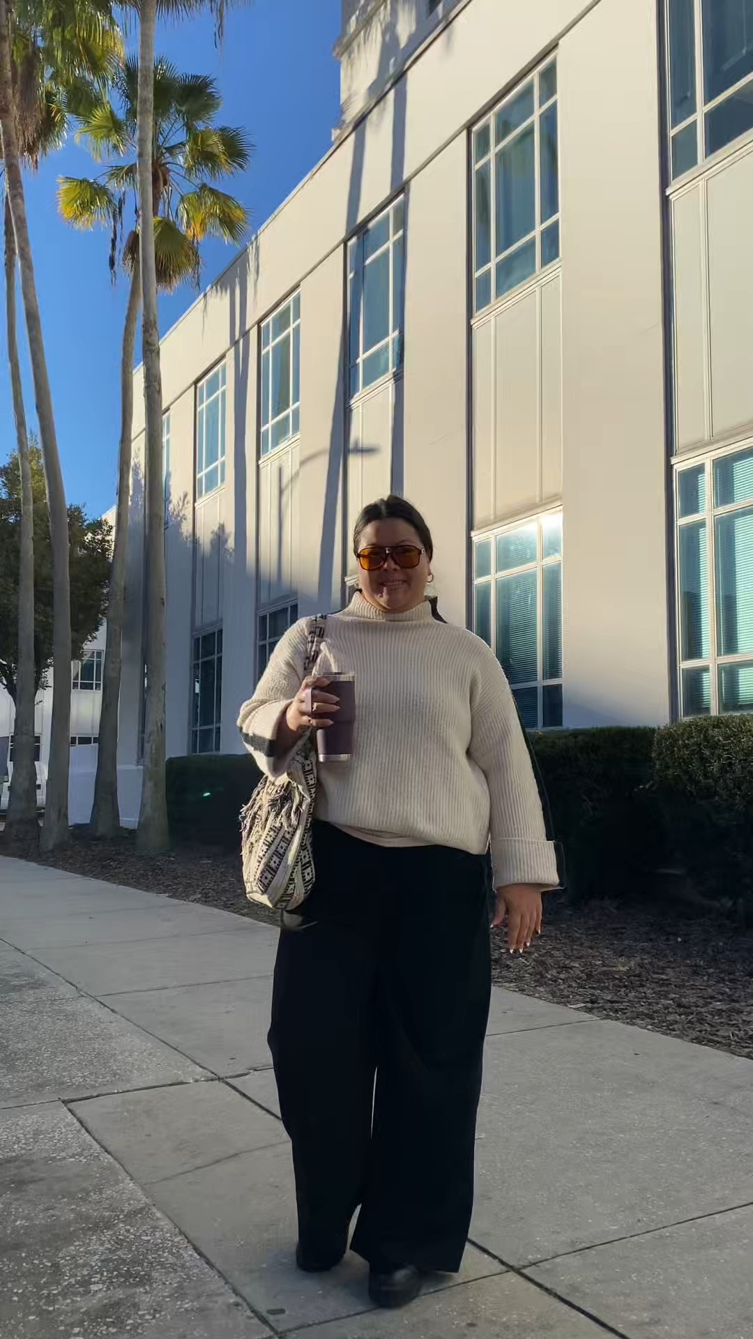 Winter outfit of the day. I love this mock neck sweater. Love the stripe down the sleeve.

 I will say i didnt follow washing instructions and it shrunk up a little so be sure to hang dry! It was originally slightly more oversized/longer than shown in the video prior to washing and drying in the dryer.

#LTKOver40 #LTKootd