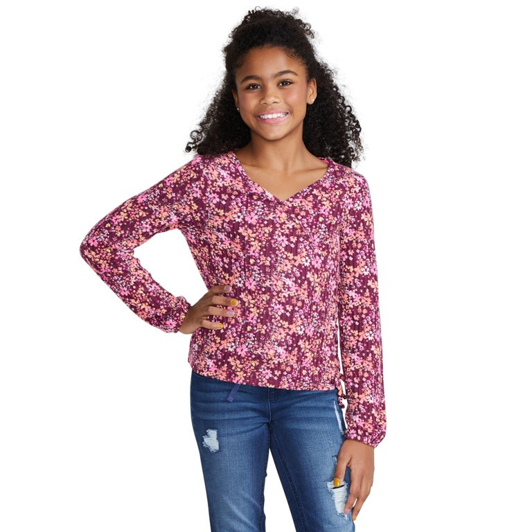 Justice Girls Long Sleeve Hacci Rib Top, Sizes XS-XL | Walmart (US)
