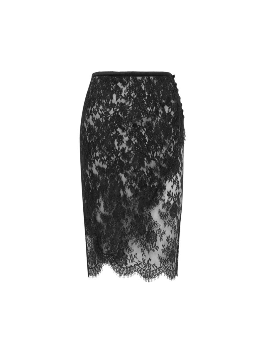Saint LaurentWrap Pencil Skirt in Lace | Saks Fifth Avenue