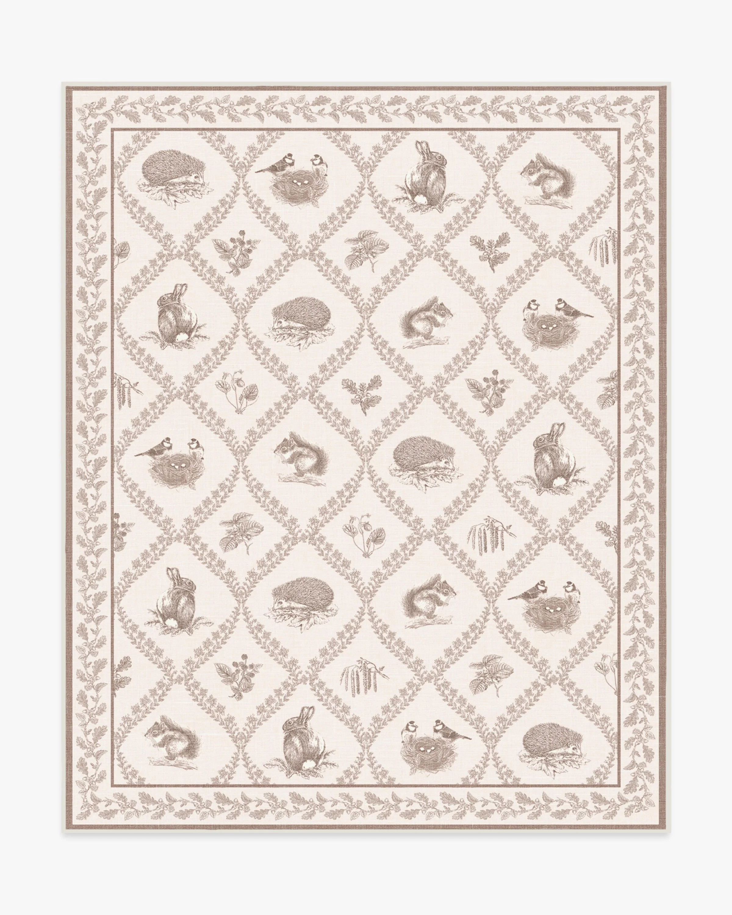 Sanderson Squirrel & Hedgehog Fawn Rug | Ruggable US | Ruggable