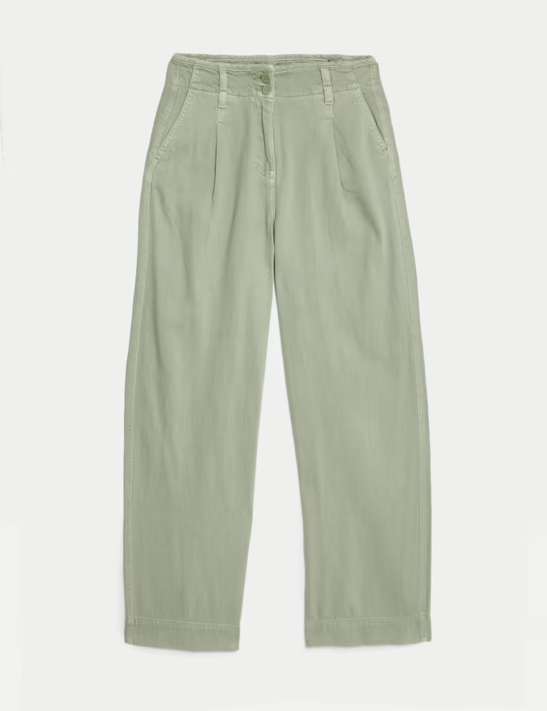 Lyocell™ Blend Pleated Wide Leg Trouser | Marks & Spencer (UK)