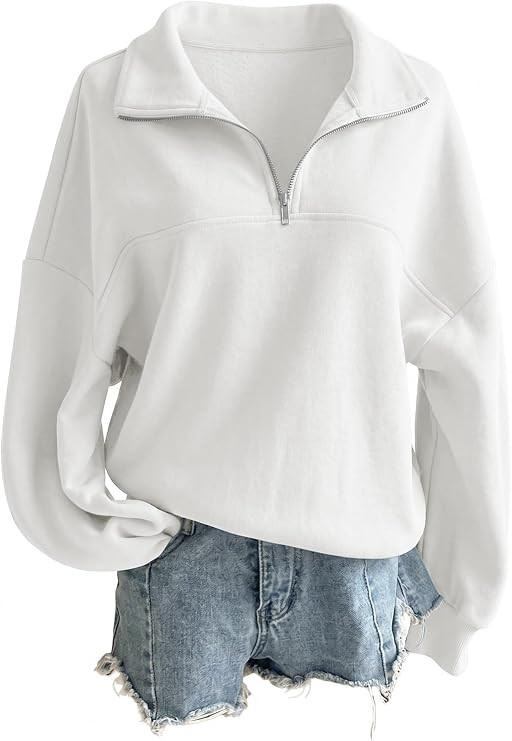 SHEWIN Women's Sweatshirt Fleece Quarter Zipper Pullover Tops Casual Oversized Half Zip Hoodie 20... | Amazon (US)