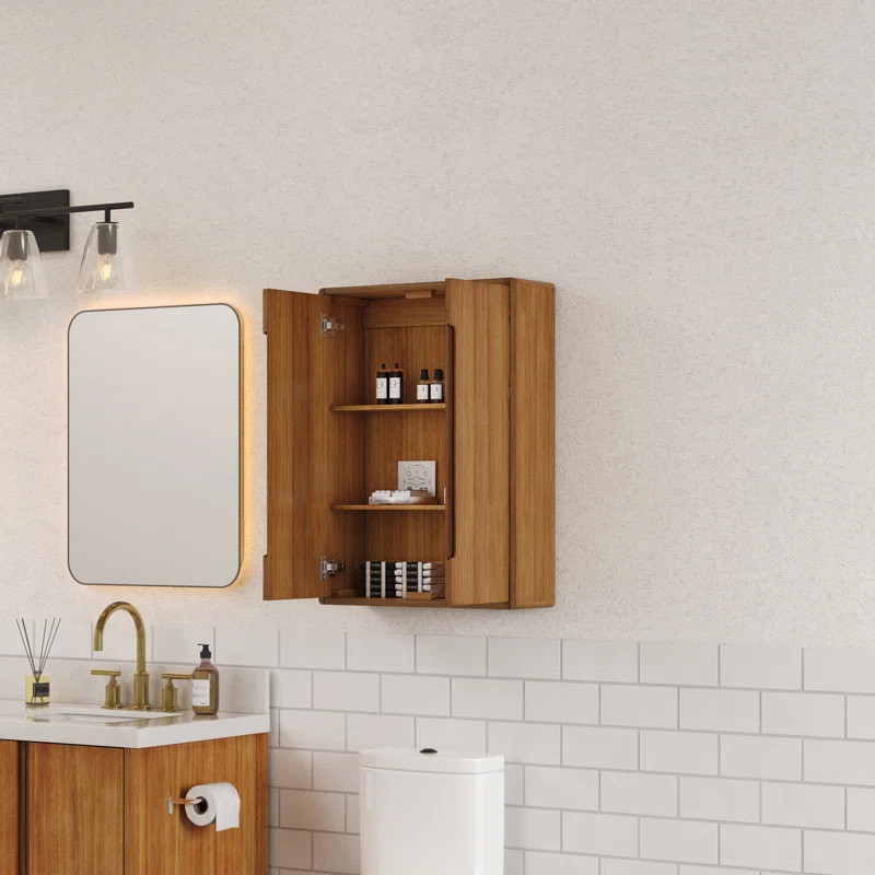 Huseby 24 In. W x 33 In. H x 8 In. D Bath Storage Wall Cabinet in Mangowood | Wayfair North America