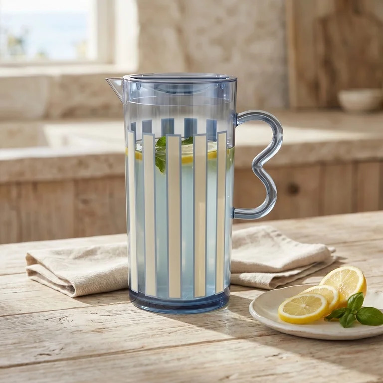 Just Feed Me by Jessie James Decker 3.2-Quart Blue and White Stripe Pitcher | Walmart (US)