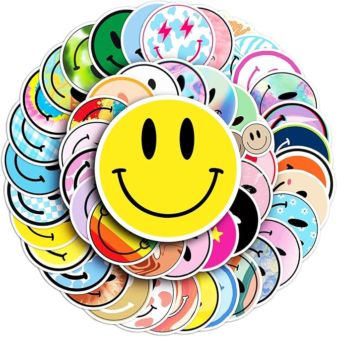50PCS Smiley Stickers, Cute Water Bottle Stickers for Kids, for Teaching Rewards, Notebooks, Stat... | Amazon (US)