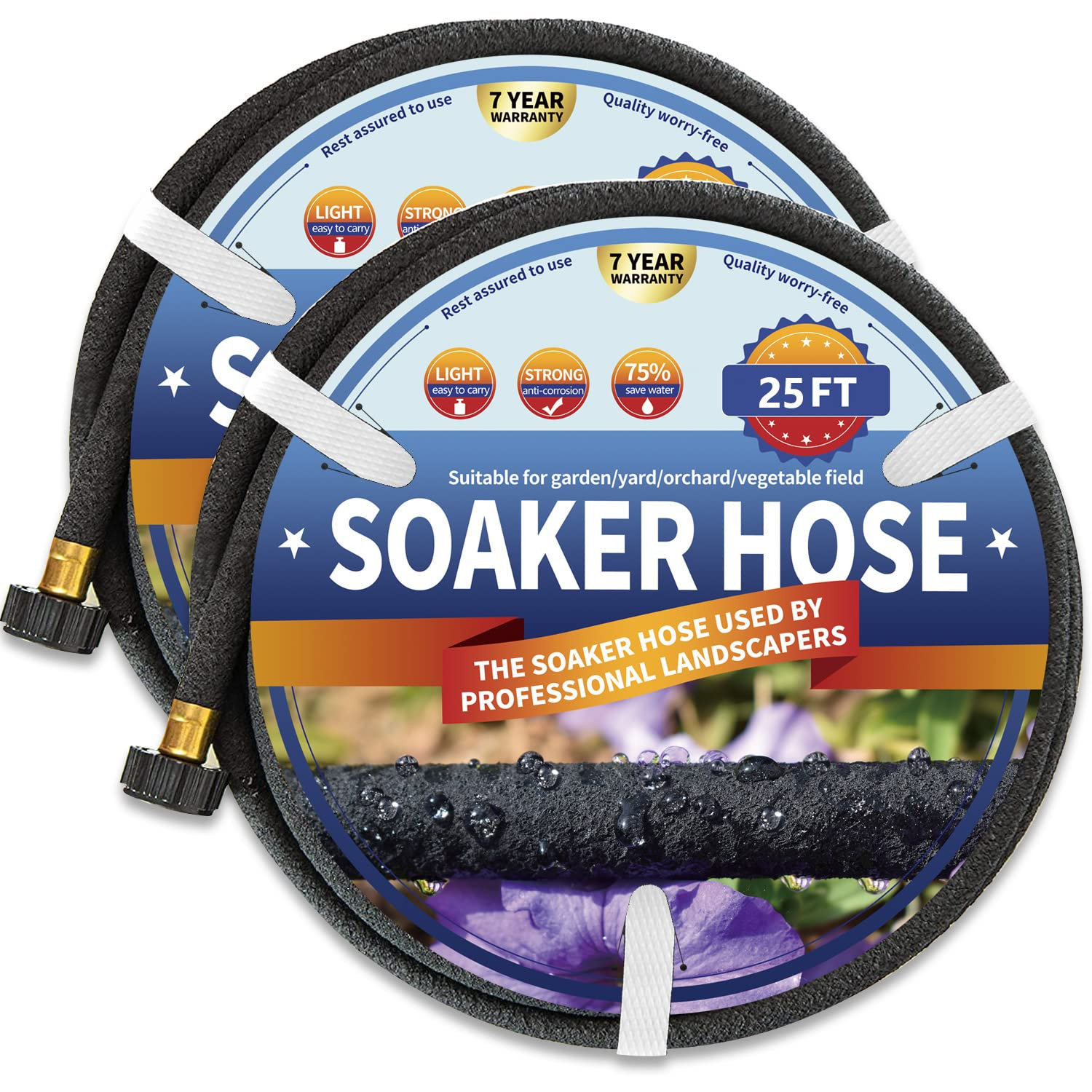2 Pack Soaker Hose 25 FT for Garden Bed, 1/2’’ Rubber Garden Soaker Hoses 50 FT, Drip Irrigat... | Amazon (US)