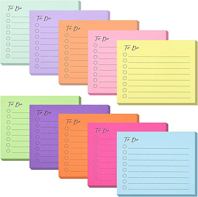 EOOUT 10 Pack Sticky Notes, 500 Sheets Self-Stick to Do List with Line, 3x4 Inch Adhesive Memo St... | Amazon (US)