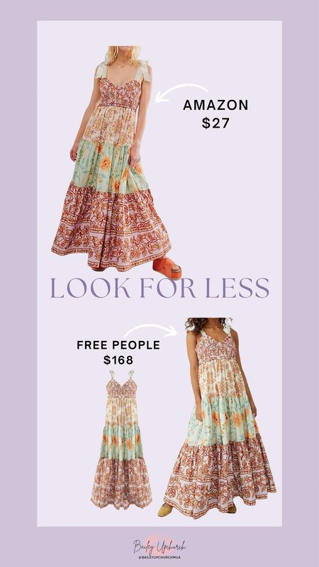 Extra 10% off clickable on the Amazon dress too! Beautiful patchwork maxi dress from either Amazon or free people as a look for less 