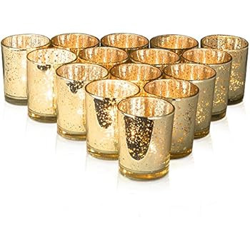 Supreme Lights Mercury Votive Candle Holders, Speckled Glass Tealight Holder, 2.45-inch Tall(Set ... | Amazon (US)
