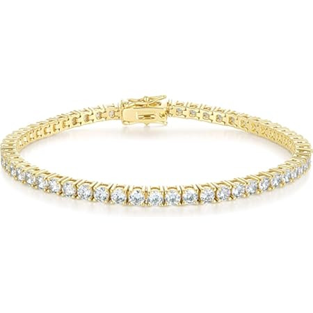 PAVOI 14K Gold Plated 3mm Cubic Zirconia Classic Tennis Bracelet | Gold Bracelets for Women | Amazon (US)