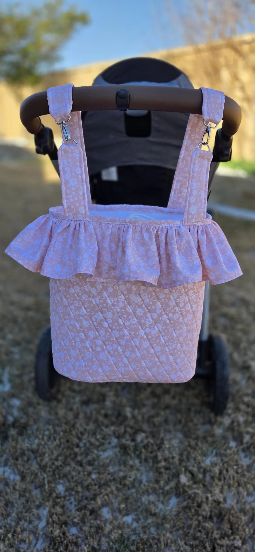 Handmade Quilted Stroller Basket With Ruffle Trim, Zipper Pockets - Etsy | Etsy (US)