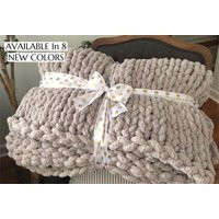 x Large Chunky Fuzzy Hand Knit Chenille Blanket | Available in A Variety Of Colors | Etsy (US)