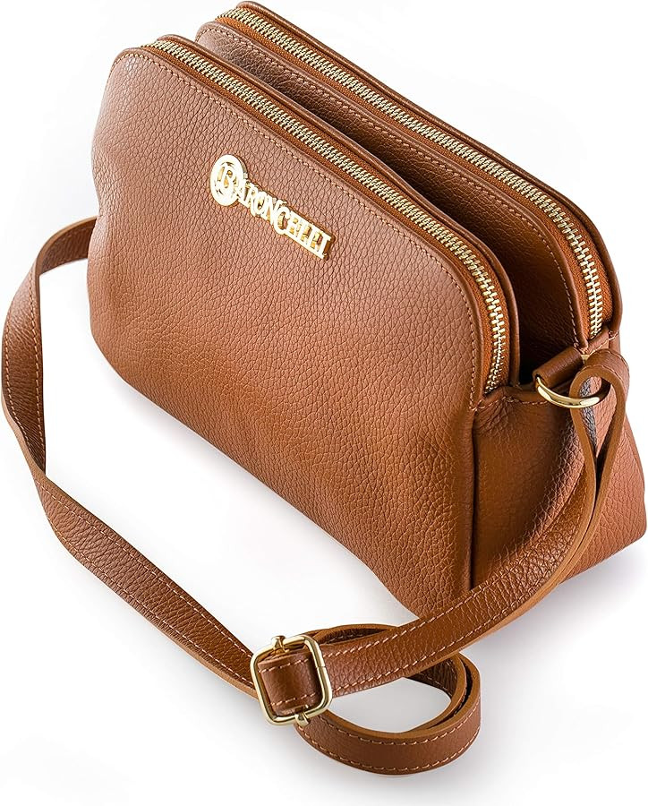 Baroncelli Crossbody Bag Made in Italy with Long Stripe Genuine Italian Soft Leather | Amazon (US)