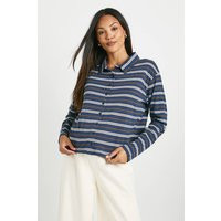 Womens Maternity Collared Stripe Fitted Rugby Shirt - Navy - 12 | boohoo (US & Canada)