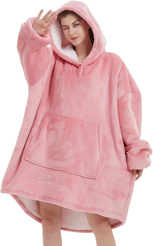NAFLEAP Blanket Hoodie Women Wearable Blanket Adult Oversized Fleece Sherpa Christmas Sweatshirt ... | Amazon (US)