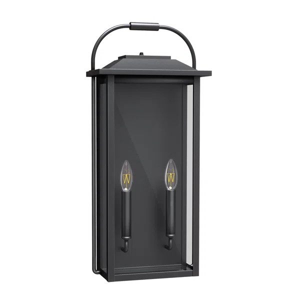 24'' Black Metal Glass Outdoor Wall Sconce | Wayfair North America