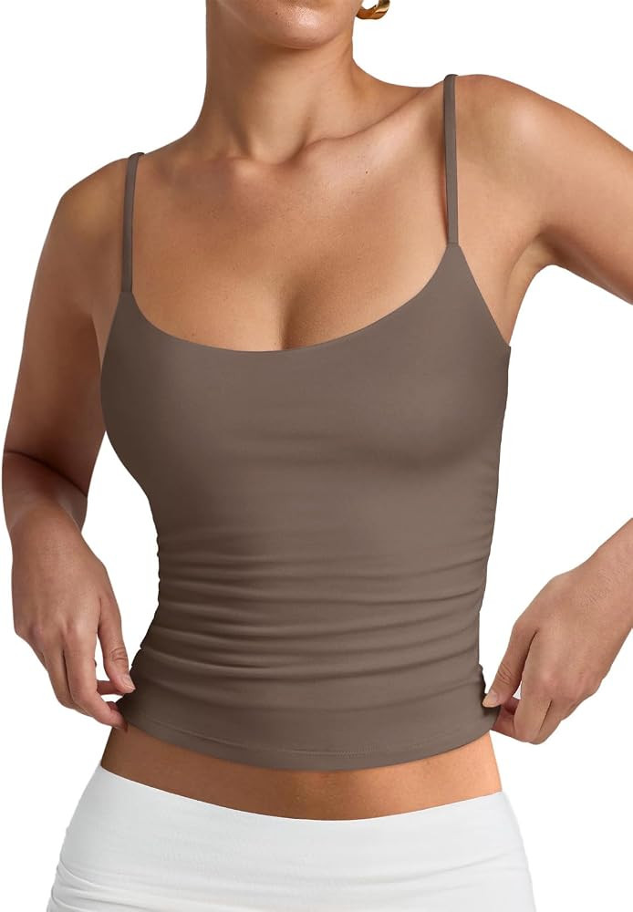 PINKMSTYLE Women's Basic Double Lined Scoop Neck Tank Tops Summer Cami Top | Amazon (US)