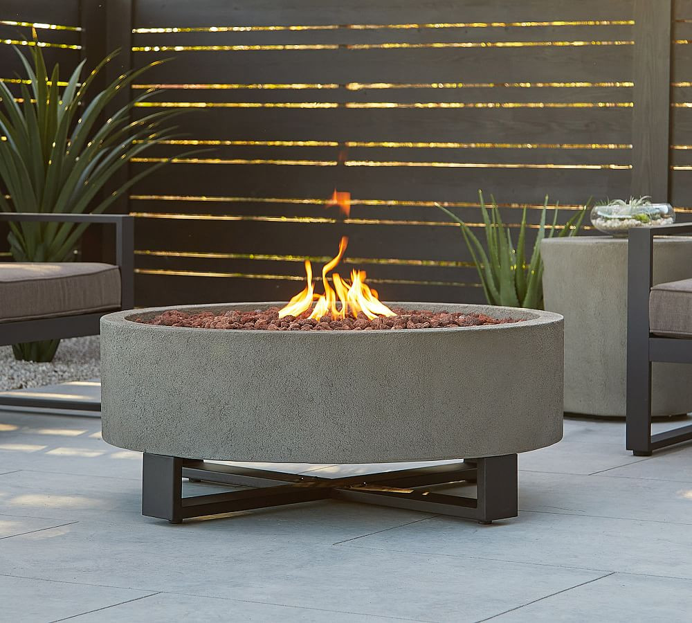 Elmwood 40" Round Concrete Propane Fire Pit | Pottery Barn (US)