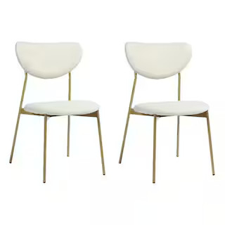 Homy Casa Coffey Beige Upholstered Dining Chairs (Set of 2) HD-COFFEY BEIGE GOLD LEG - The Home D... | The Home Depot