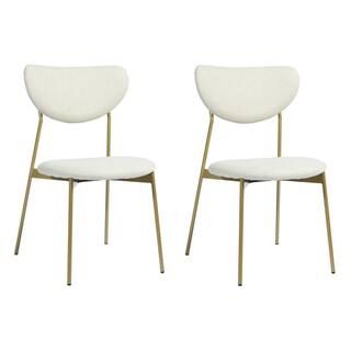 Homy Casa Coffey Beige Upholstered Dining Chairs (Set of 2) HD-COFFEY BEIGE GOLD LEG - The Home D... | The Home Depot