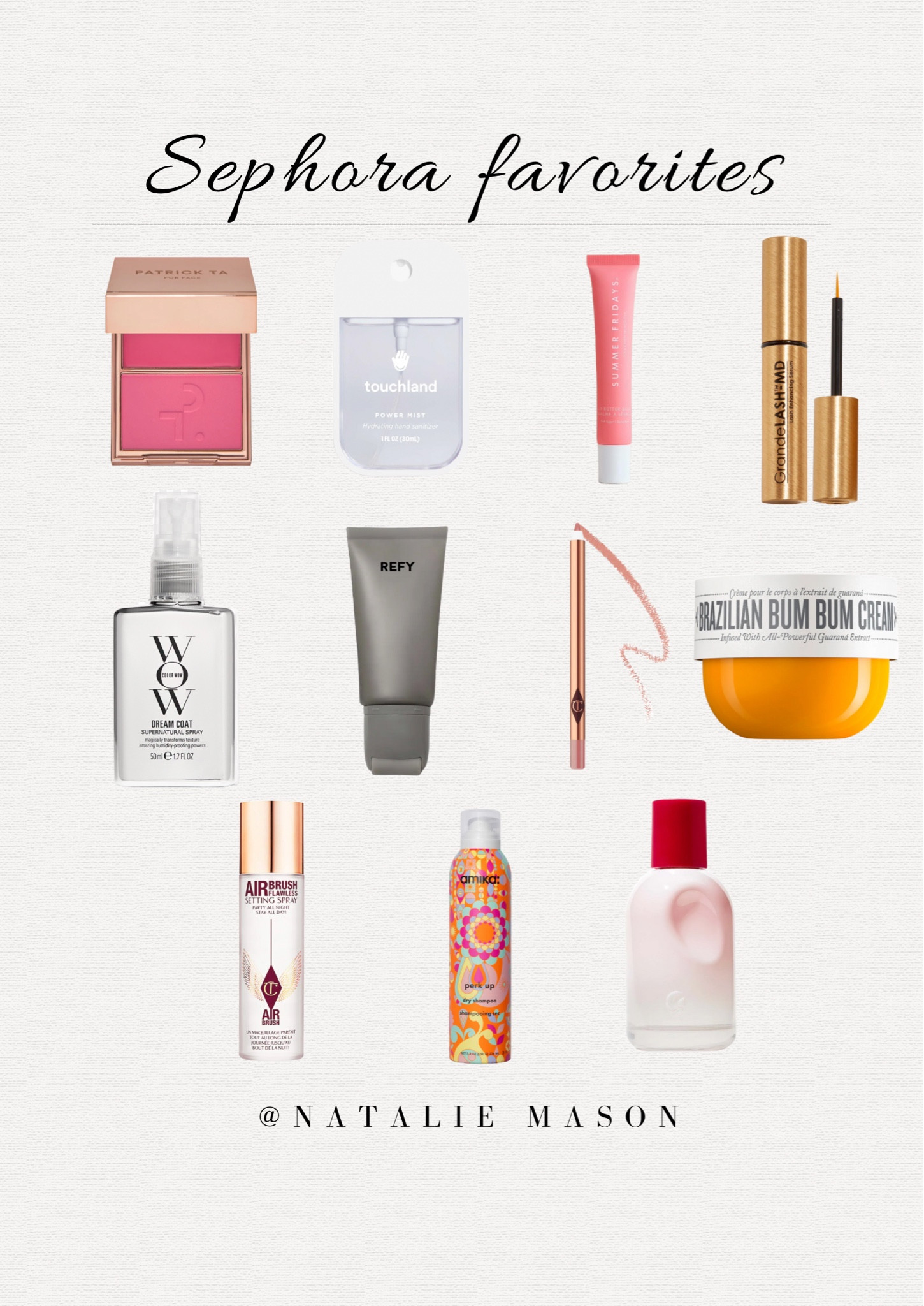 My Sephora favs work as the perfect stocking stuffers 🥰 

Patrick ta blush | summer fridays | grande lash serum | bum bum | wow spray | amika dry shampoo | glossier you | charlotte tilbury  

#LTKfindsunder100 #LTKGiftGuide #LTKstyletip