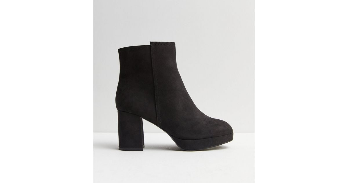 Wide Fit Black Suedette Block Heel Ankle Boots
						
						Add to Saved Items
						Remove from ... | New Look (UK)