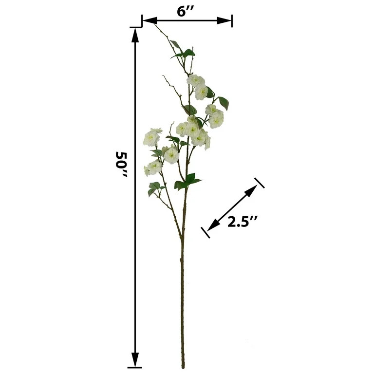 Mainstays 50" Artificial Flower Cherry Blossom Stem, White Color. Indoor Use. | Walmart (US)