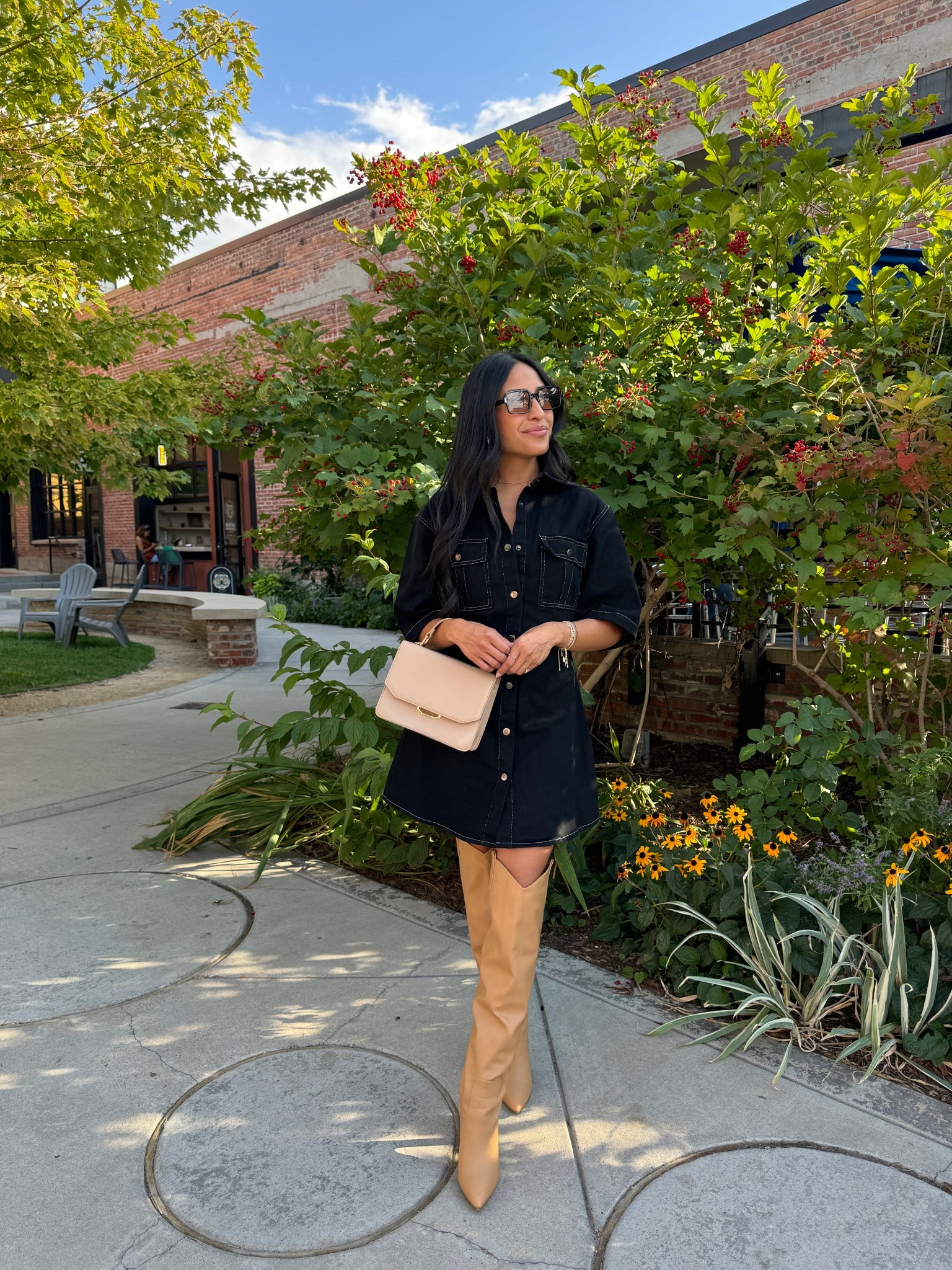 Fall denim dresses like this short sleeve mini 🤌 runs tts, but belted it to shape my waist otherwise would’ve been a little boxy on me! Wearing size xs 

#LTKSeasonal #LTKPetite #LTKStyleTip