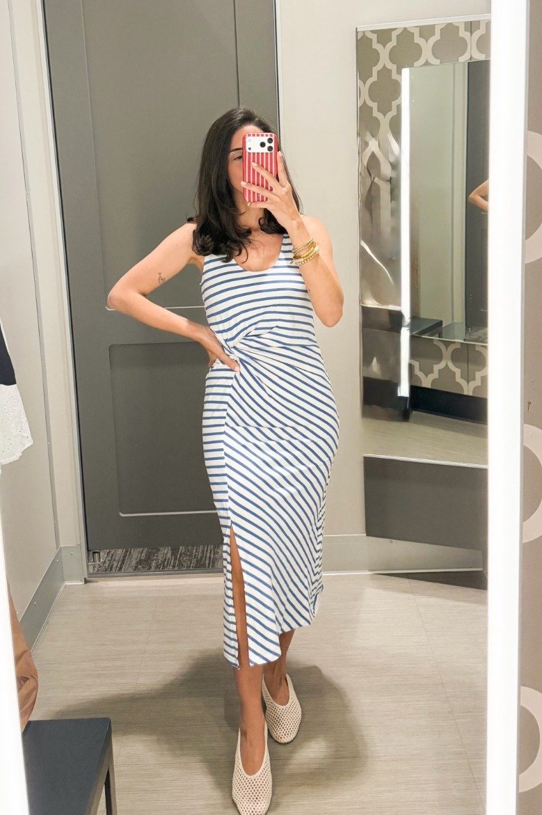This stretchy dress is Giving coastal summer vibes ⚓️
The stripe print, flattering ruching, and flattering silhouette. It’s a blend of cotton, modal and spandex. Easy to dress up and down
I’m wearing a size small @Target 

Summer dresses summer outfits vacation outfits beach

#LTKgrwm #LTKSeasonal #LTKOver40