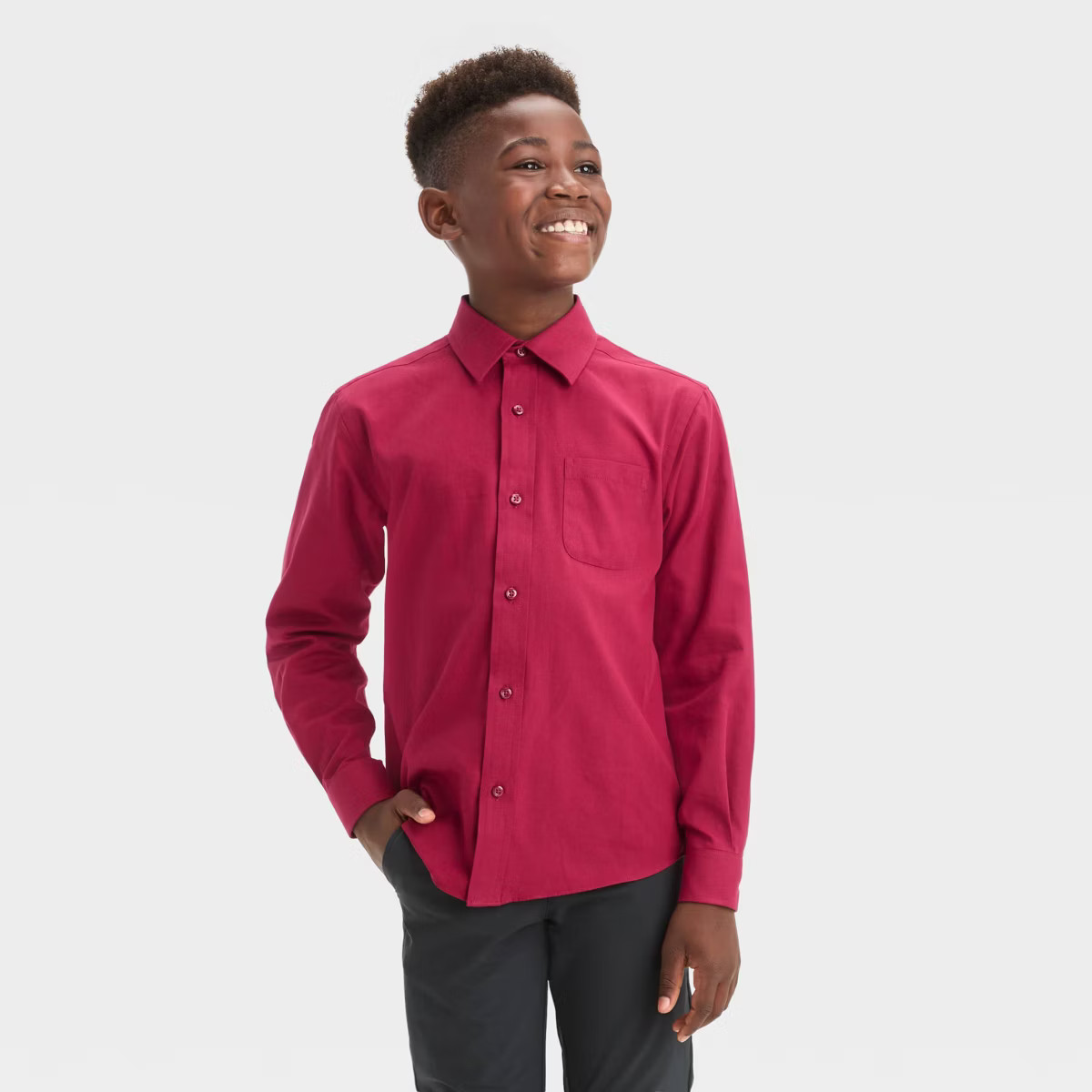 Boys' Long Sleeve Twill Button-Down Shirt - Cat & Jack™ | Target