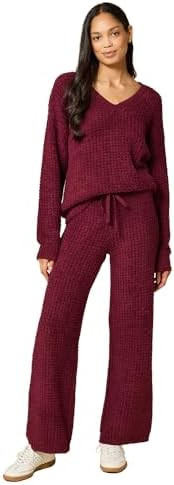 Softies Waffle Marshmallow V-Neck Lounge Set for Women – Ultra Soft 2-Piece Loungewear with Lon... | Amazon (US)