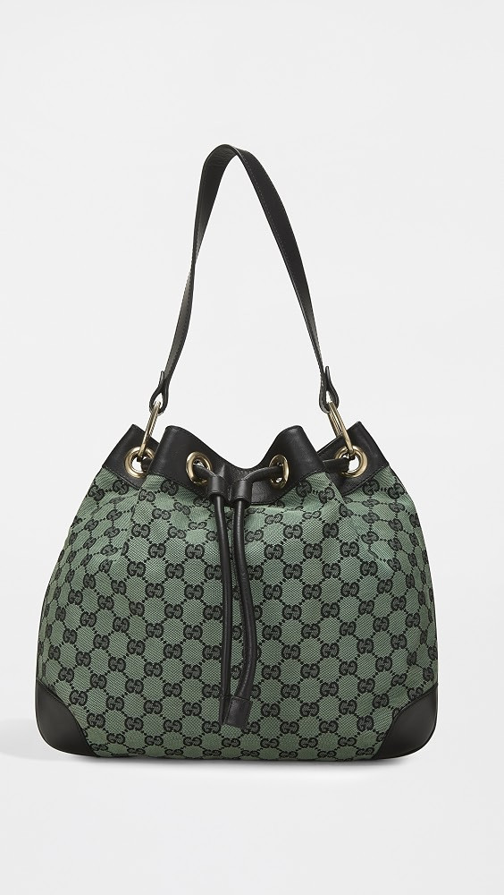 What Goes Around Comes Around Gucci Green Canvas Shoulder Bag | Shopbop