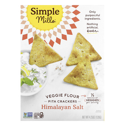 Simple Mills, Veggie Flour Pita Crackers, Himalayan Salt, 4.25 oz (120 g) | iHerb
