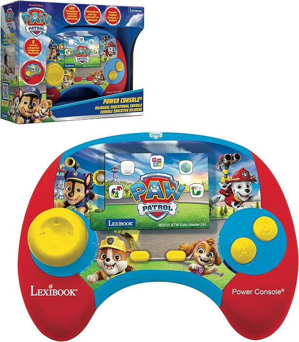 Lexibook, Paw Patrol, Power Console®, Bilingual educational game console with 100 activities, English/French, Blue/red, JCG100PAi1 | Amazon (UK)