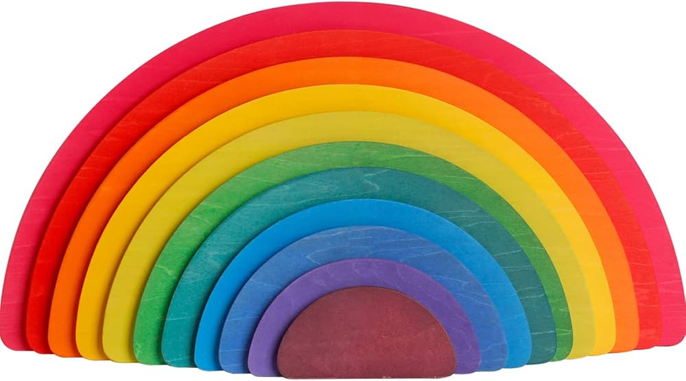 11 pieces of semi-circular stacking toy game rainbow stacking wooden building block set children'... | Amazon (US)