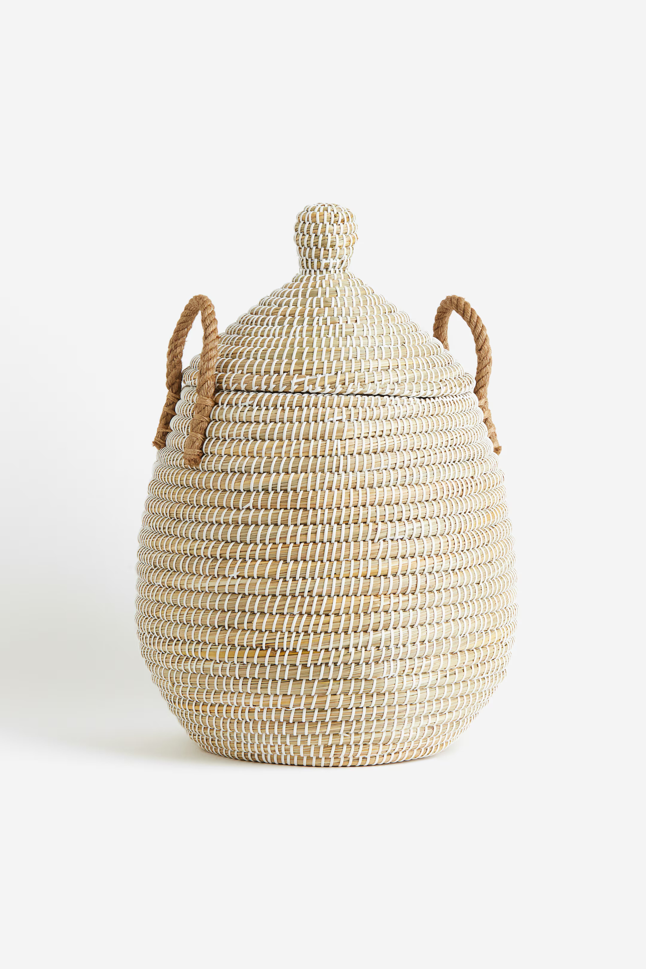 Storage Basket with Lid - Beige/white - Home All | H&M US | H&M (US + CA)
