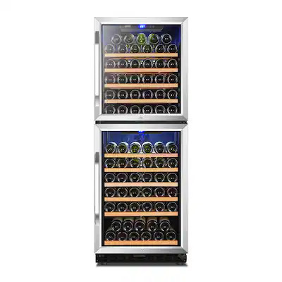 Lanbo - Freestanding/Built-In 24 Inch 130 Bottle Dual Zone Wine Fridge with Smooth Rolling Shelve... | Best Buy U.S.