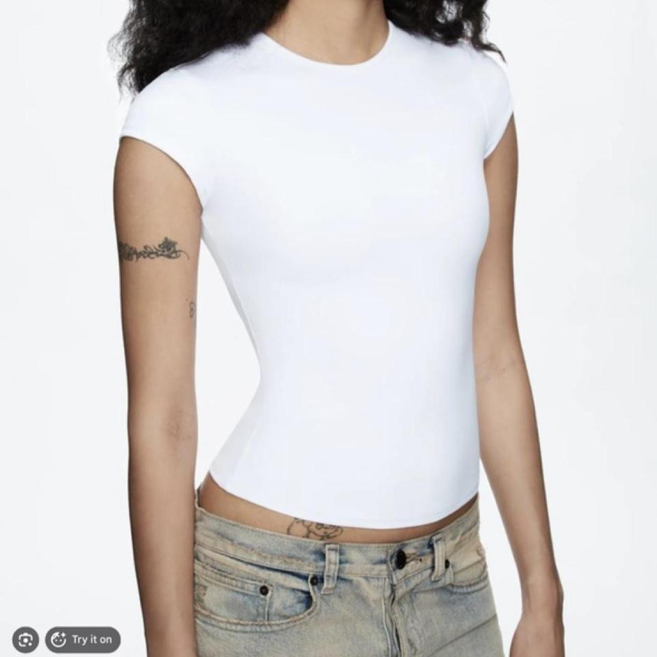 Actual Tank Air white cap sleeve baby tee in XS... | Depop US