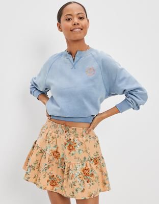 AE Tiered Floral Corduroy Mini Skirt | American Eagle Outfitters (US & CA)