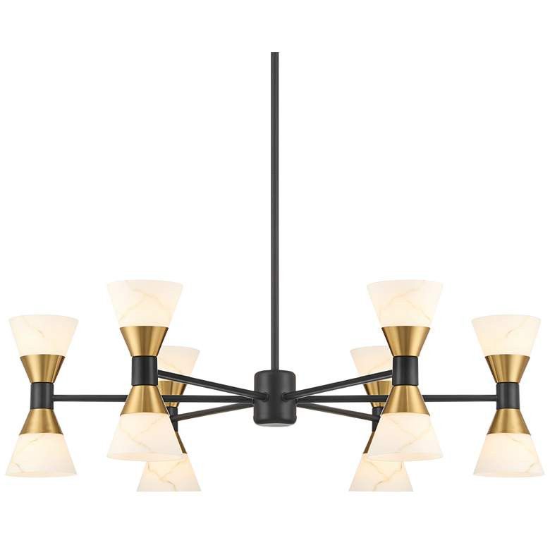 Possini Euro Domino 32" Black and Brass 12-Light Modern Chandelier | Lamps Plus