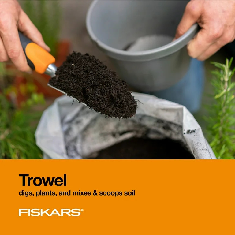 Fiskars 12.25" Cast Aluminum Head, Ergo Flower Bed Trowel, Includes Hang Hole, Black and Orange | Walmart (US)