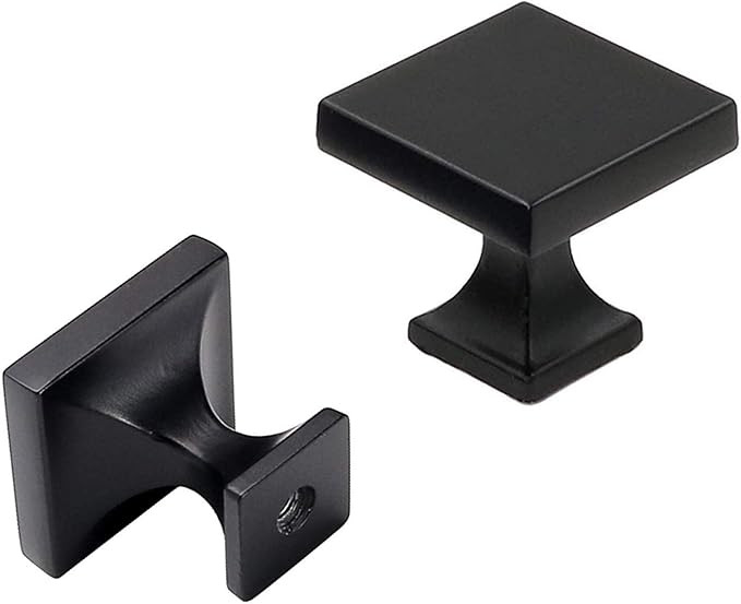 goldenwarm Black Cabinet Knobs Square Black Cabinet Hardware 10 Pack - LS6785BK Flat Black Drawer... | Amazon (US)